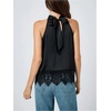 image:imageMakeMeChic Womens Satin Lace Halter Top Y2k Tie Back Sleeveless Dressy Going Out TopsBlack