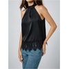 image:imageMakeMeChic Womens Satin Lace Halter Top Y2k Tie Back Sleeveless Dressy Going Out TopsBlack