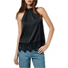image:imageMakeMeChic Womens Satin Lace Halter Top Y2k Tie Back Sleeveless Dressy Going Out TopsBlack