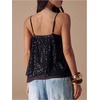 image:imageMakeMeChic Womens Sequin Babydoll Tank Top Peplum Flowy Spaghetti Strap Y2k Cute Cami Going Out TopsBlack
