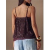 image:imageMakeMeChic Womens Sequin Babydoll Tank Top Peplum Flowy Spaghetti Strap Y2k Cute Cami Going Out TopsBurgundy