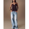 image:imageMakeMeChic Womens Sequin Babydoll Tank Top Peplum Flowy Spaghetti Strap Y2k Cute Cami Going Out TopsBurgundy