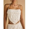 image:imageMakeMeChic Womens Sequin Beaded Fringe Halter Tops Criss Cross Backless Sparkly Party Crop TopsWhite