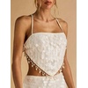 image:imageMakeMeChic Womens Sequin Beaded Fringe Halter Tops Criss Cross Backless Sparkly Party Crop TopsWhite