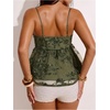 image:imageMakeMeChic Womens Sequin Cami Top Ruffle Sparkly Tie Front Split Party Club TopsGreen