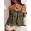 image:imageMakeMeChic Womens Sequin Cami Top Ruffle Sparkly Tie Front Split Party Club TopsGreen