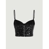 image:imageMakeMeChic Womens Sequin Crop Tops Sparkly Spaghetti Strap Sleeveless Y2k Party CamisoleBlack