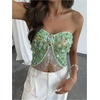 image:imageMakeMeChic Womens Sequin Sparkly Halter Crop Tops Fringe Open Back Split Summer Party TopGreen B