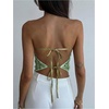 image:imageMakeMeChic Womens Sequin Sparkly Halter Crop Tops Fringe Open Back Split Summer Party TopGreen B