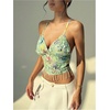 image:imageMakeMeChic Womens Sequin Sparkly Halter Crop Tops Fringe Open Back Split Summer Party TopGreen a