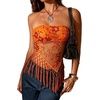 image:imageMakeMeChic Womens Sequin Tube Top Fringe Y2K Tassel Mesh Sheer Rave Sparkly Party TopsOrange