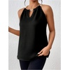 image:imageMakeMeChic Womens Sleeveless Chain Halter Top Keyhole Back Dressy Work Tank TopsBlack