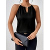 image:imageMakeMeChic Womens Sleeveless Chain Halter Top Keyhole Back Dressy Work Tank TopsBlack