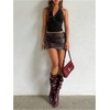 image:imageMakeMeChic Womens Sparkly Halter Tops Backless Cowl Neck Going Out Rave TopsBlack