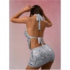 image:imageMakeMeChic Womens Sparkly Sequin Draped Halter Top Tie Backless Party Y2K Tank TopsSilver N