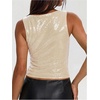 image:imageMakeMeChic Womens Sparkly Sequin Tops Y2k Going Out Rave Top Sleeveless Crop Tank TopsApricot