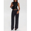 image:imageMakeMeChic Womens Sparkly Sequin Tops Y2k Going Out Rave Top Sleeveless Crop Tank TopsBlack