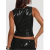 image:imageMakeMeChic Womens Sparkly Sequin Tops Y2k Going Out Rave Top Sleeveless Crop Tank TopsBlack