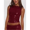 image:imageMakeMeChic Womens Sparkly Sequin Tops Y2k Going Out Rave Top Sleeveless Crop Tank TopsBurgundy