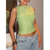 image:imageMakeMeChic Womens Sparkly Sequin Tops Y2k Going Out Rave Top Sleeveless Crop Tank TopsGreen