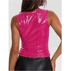image:imageMakeMeChic Womens Sparkly Sequin Tops Y2k Going Out Rave Top Sleeveless Crop Tank TopsHot Pink