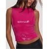 image:imageMakeMeChic Womens Sparkly Sequin Tops Y2k Going Out Rave Top Sleeveless Crop Tank TopsHot Pink