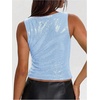 image:imageMakeMeChic Womens Sparkly Sequin Tops Y2k Going Out Rave Top Sleeveless Crop Tank TopsLight Blue