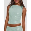 image:imageMakeMeChic Womens Sparkly Sequin Tops Y2k Going Out Rave Top Sleeveless Crop Tank TopsMint Green