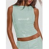 image:imageMakeMeChic Womens Sparkly Sequin Tops Y2k Going Out Rave Top Sleeveless Crop Tank TopsMint Green