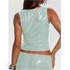 image:imageMakeMeChic Womens Sparkly Sequin Tops Y2k Going Out Rave Top Sleeveless Crop Tank TopsMint Green