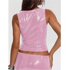 image:imageMakeMeChic Womens Sparkly Sequin Tops Y2k Going Out Rave Top Sleeveless Crop Tank TopsPink