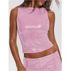 image:imageMakeMeChic Womens Sparkly Sequin Tops Y2k Going Out Rave Top Sleeveless Crop Tank TopsPink