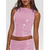 image:imageMakeMeChic Womens Sparkly Sequin Tops Y2k Going Out Rave Top Sleeveless Crop Tank TopsPink