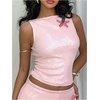 image:imageMakeMeChic Womens Sparkly Sequin Tops Y2k Going Out Rave Top Sleeveless Crop Tank TopsPink B