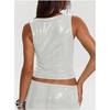 image:imageMakeMeChic Womens Sparkly Sequin Tops Y2k Going Out Rave Top Sleeveless Crop Tank TopsWhite B