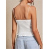 image:imageMakeMeChic Womens Summer Camisole Tops Crop Cowboy Spaghetti Strap Frill Trim Sleeveless Eyelet Tank TopWhite