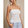 image:imageMakeMeChic Womens Summer Camisole Tops Crop Cowboy Spaghetti Strap Frill Trim Sleeveless Eyelet Tank TopWhite
