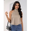 image:imageMakeMeChic Womens Summer Satin Silk Backless Halter Tank Tops High Neck Sleeveless Classy Cute Going Out TopApricot a