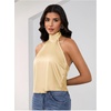 image:imageMakeMeChic Womens Summer Satin Silk Backless Halter Tank Tops High Neck Sleeveless Classy Cute Going Out TopBeige