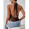 image:imageMakeMeChic Womens Summer Satin Silk Backless Halter Tank Tops High Neck Sleeveless Classy Cute Going Out TopBrown