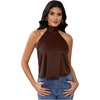 image:imageMakeMeChic Womens Summer Satin Silk Backless Halter Tank Tops High Neck Sleeveless Classy Cute Going Out TopBrown a