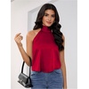 image:imageMakeMeChic Womens Summer Satin Silk Backless Halter Tank Tops High Neck Sleeveless Classy Cute Going Out TopBurgundy