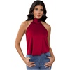 image:imageMakeMeChic Womens Summer Satin Silk Backless Halter Tank Tops High Neck Sleeveless Classy Cute Going Out TopBurgundy