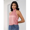image:imageMakeMeChic Womens Summer Satin Silk Backless Halter Tank Tops High Neck Sleeveless Classy Cute Going Out TopDusty Pink a