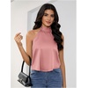 image:imageMakeMeChic Womens Summer Satin Silk Backless Halter Tank Tops High Neck Sleeveless Classy Cute Going Out TopDusty Pink a