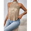 image:imageMakeMeChic Womens Summer Satin Silk Backless Halter Tank Tops High Neck Sleeveless Classy Cute Going Out TopGold