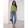 image:imageMakeMeChic Womens Summer Satin Silk Backless Halter Tank Tops High Neck Sleeveless Classy Cute Going Out TopGreen