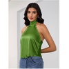 image:imageMakeMeChic Womens Summer Satin Silk Backless Halter Tank Tops High Neck Sleeveless Classy Cute Going Out TopGreen