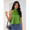 image:imageMakeMeChic Womens Summer Satin Silk Backless Halter Tank Tops High Neck Sleeveless Classy Cute Going Out TopGreen