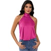 image:imageMakeMeChic Womens Summer Satin Silk Backless Halter Tank Tops High Neck Sleeveless Classy Cute Going Out TopHot Pink